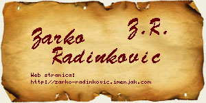 Žarko Radinković vizit kartica